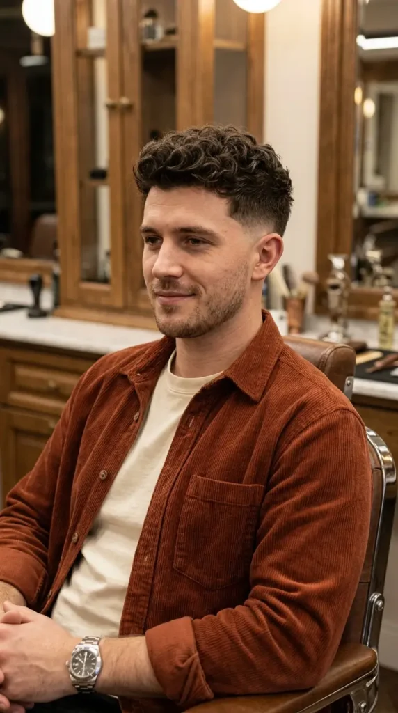 Low Taper Fade with Curly Undercut
