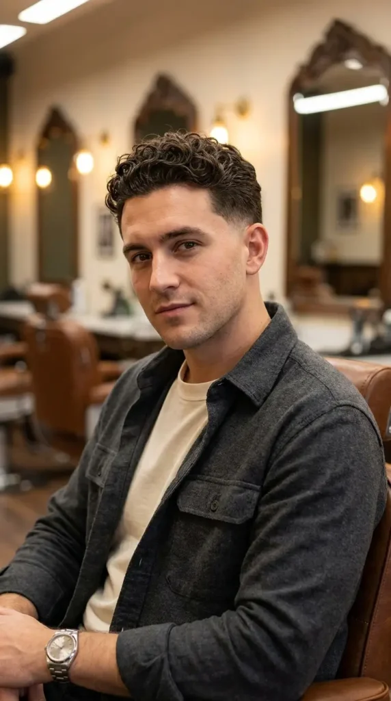 Low Taper Fade Curly Hair White Male
