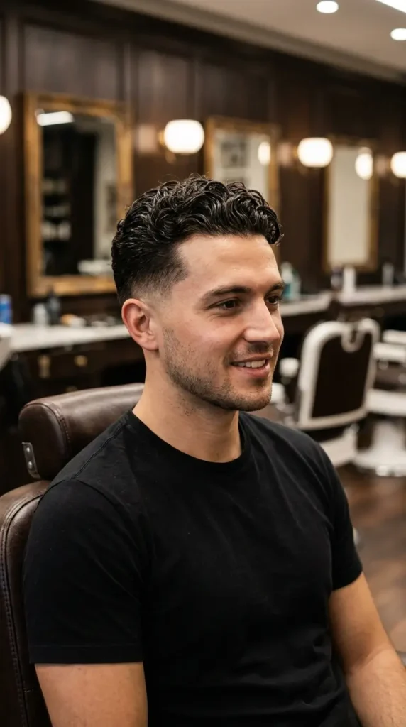 Curly Top with Low Taper Fade