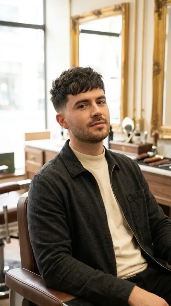 Textured Fringe with Low Taper Fade
