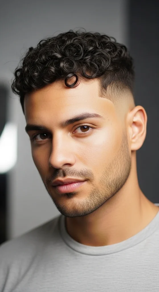 Mid Drop Fade Curly Hair