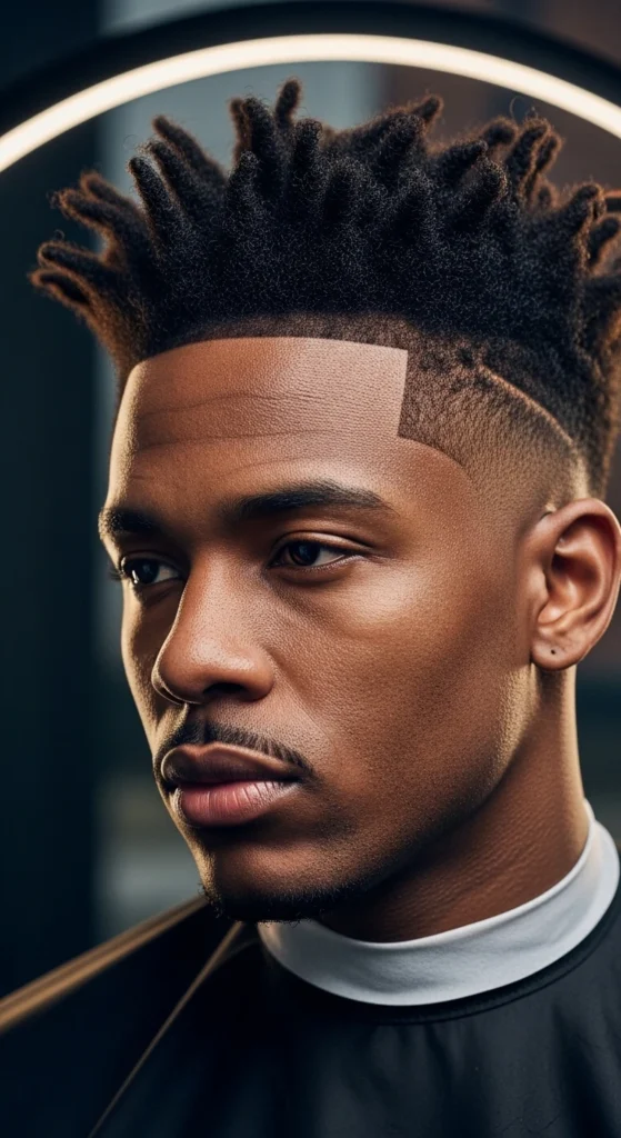 Mid Taper Fade Black Male Long Hair