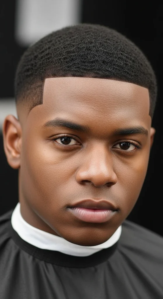 Mid Taper Fade Black Male Short Hair