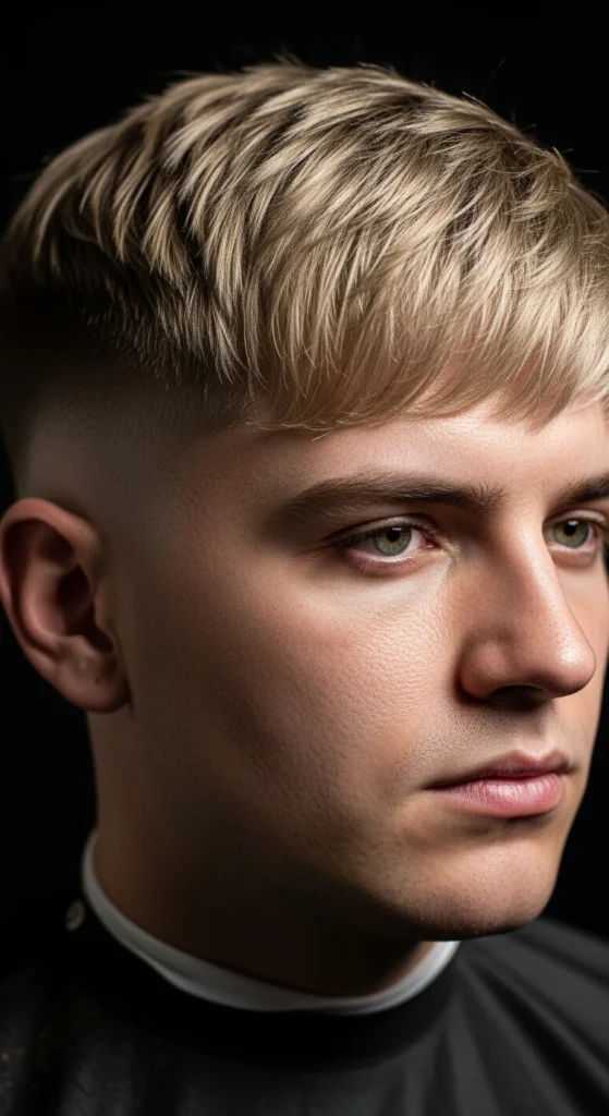 Mid Taper Fade Blonde Straight Hair