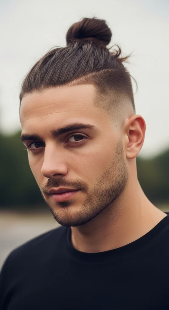 Mid Taper Fade Man Bun