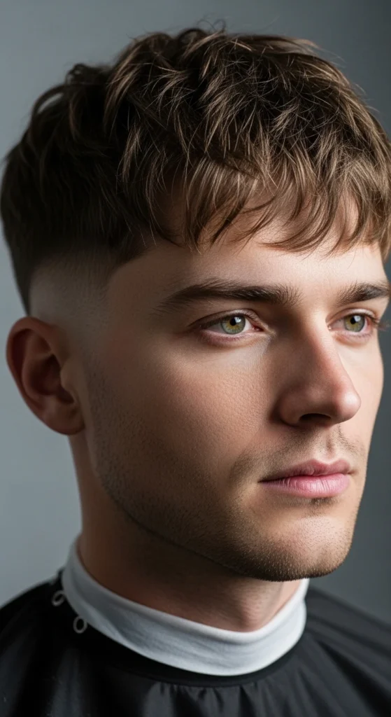 Mid Taper Fade Messy Fringe