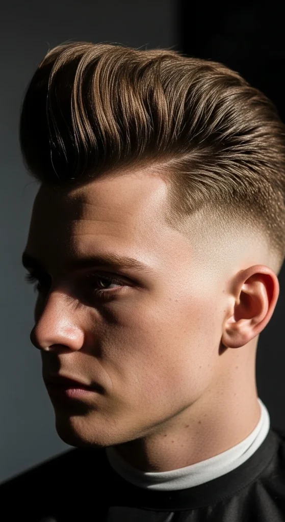 Pompadour with Low Taper Fade