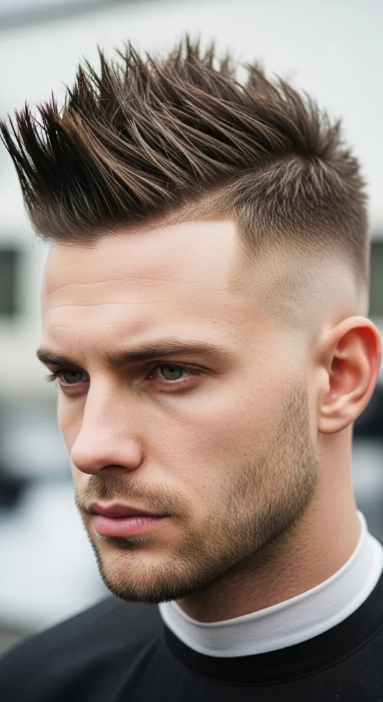 Spiky Mohawk with High Drop Fade
