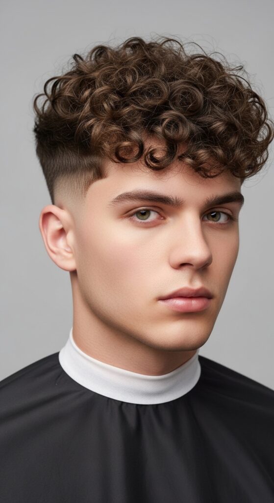 Taper Fade with Voluminous Mini Curls