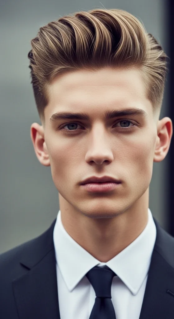 Textured Pompadour with Low Drop Fade