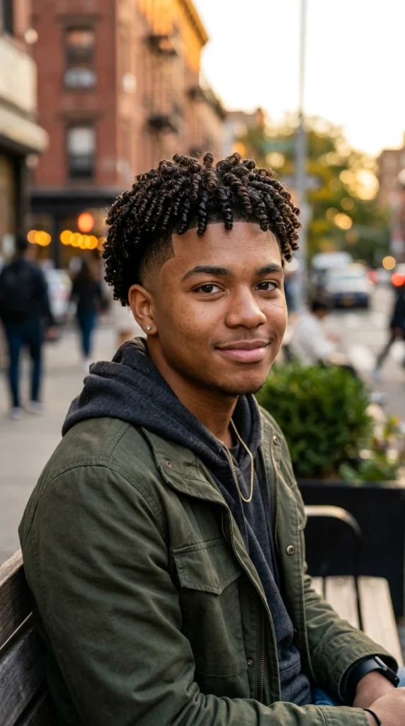 Low Fade with Twist Curls