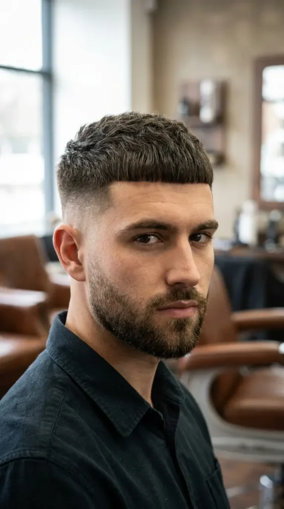 High Fade with Caesar Cut