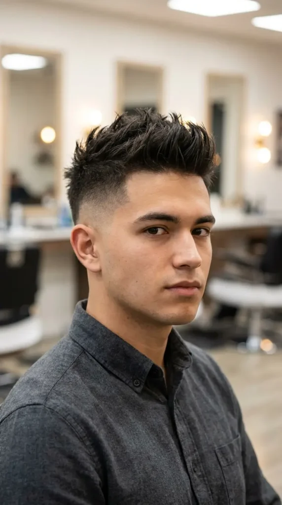 High Fade with Textured Faux Hawk