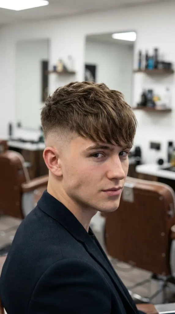 High Fade with Long Fringe