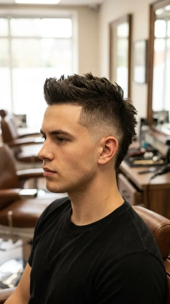 High Fade with Burst Mohawk