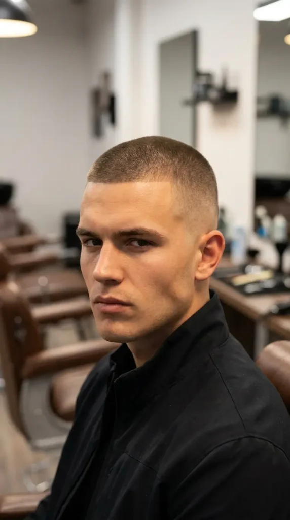 High Fade with Induction Buzz