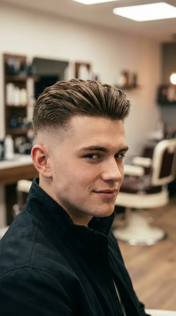 High Fade with Textured Comb Over