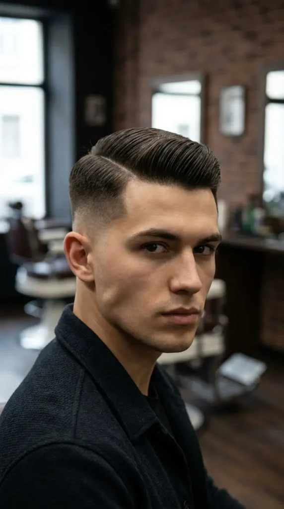 High Fade with Classic Comb Over