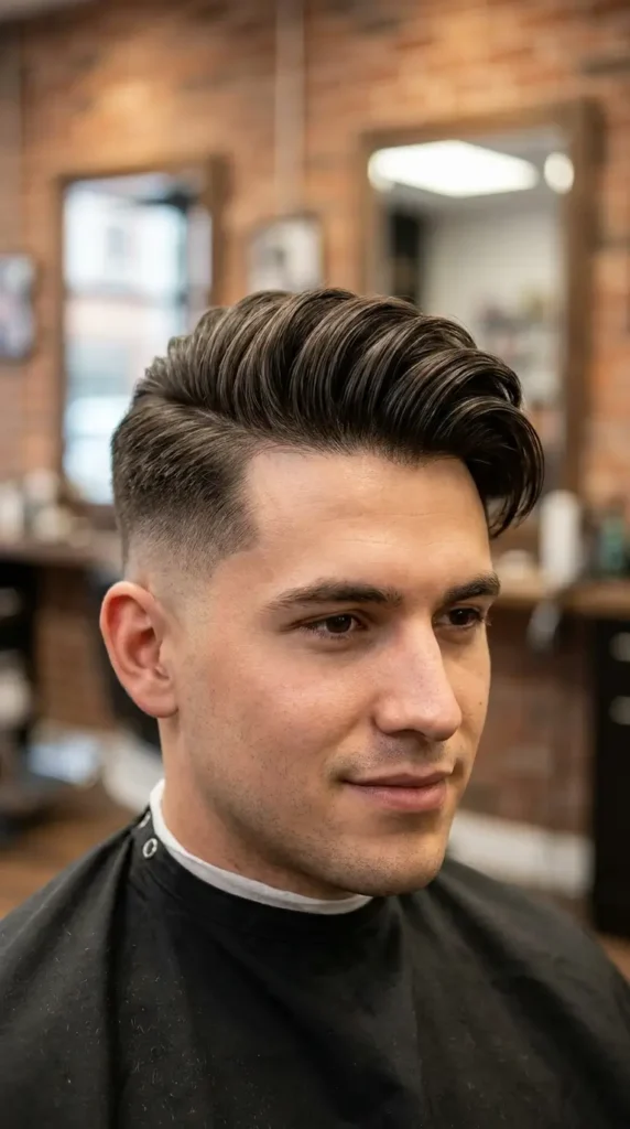 High Fade with Voluminous Comb Over