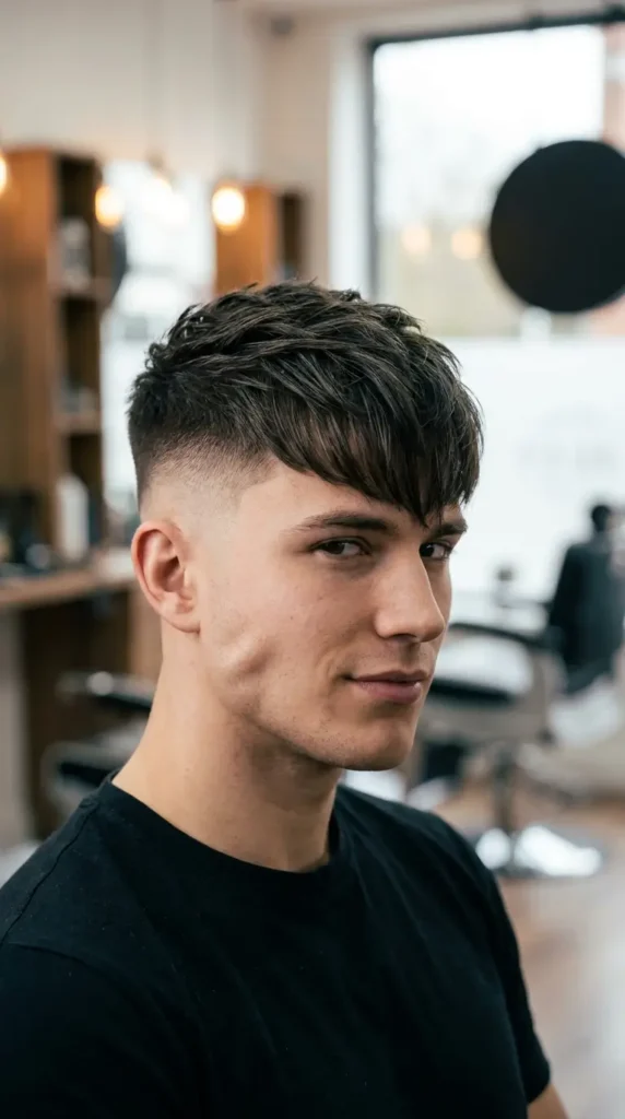 High Fade with Long Fringe Crop