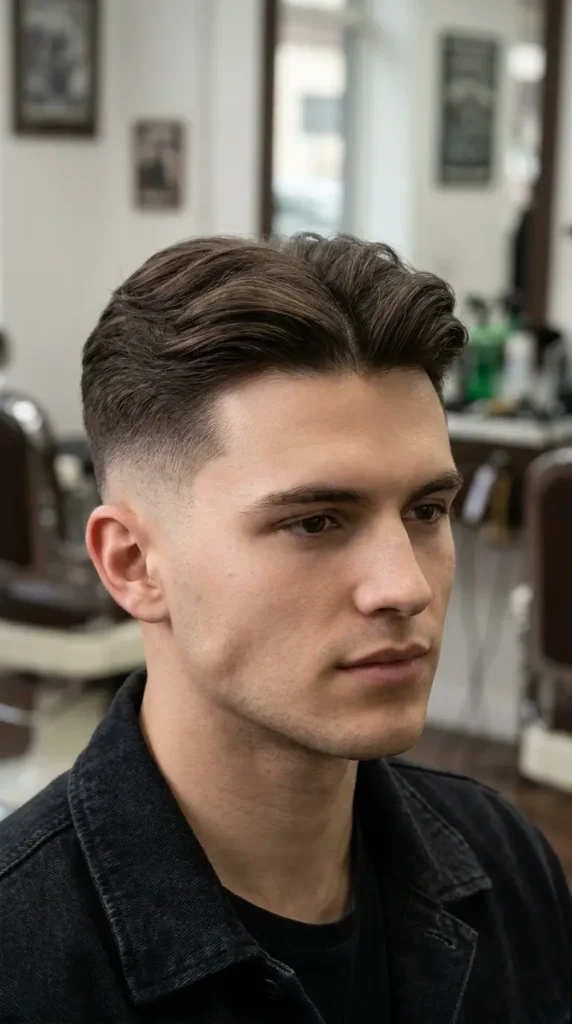 High Fade with Middle Part