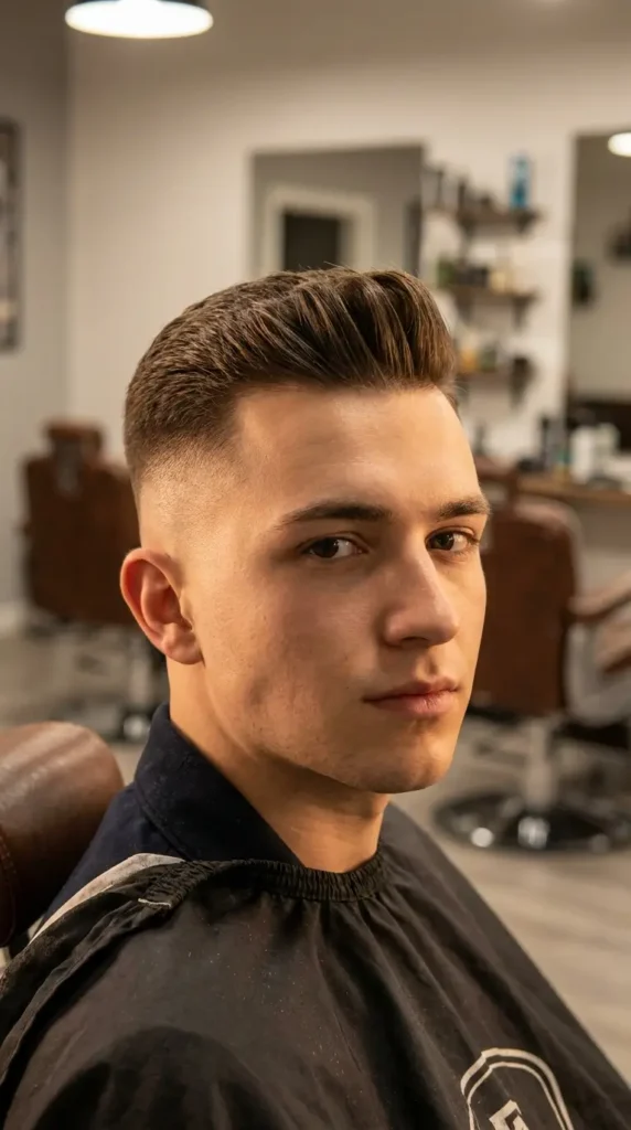 High Fade with Short Pompadour