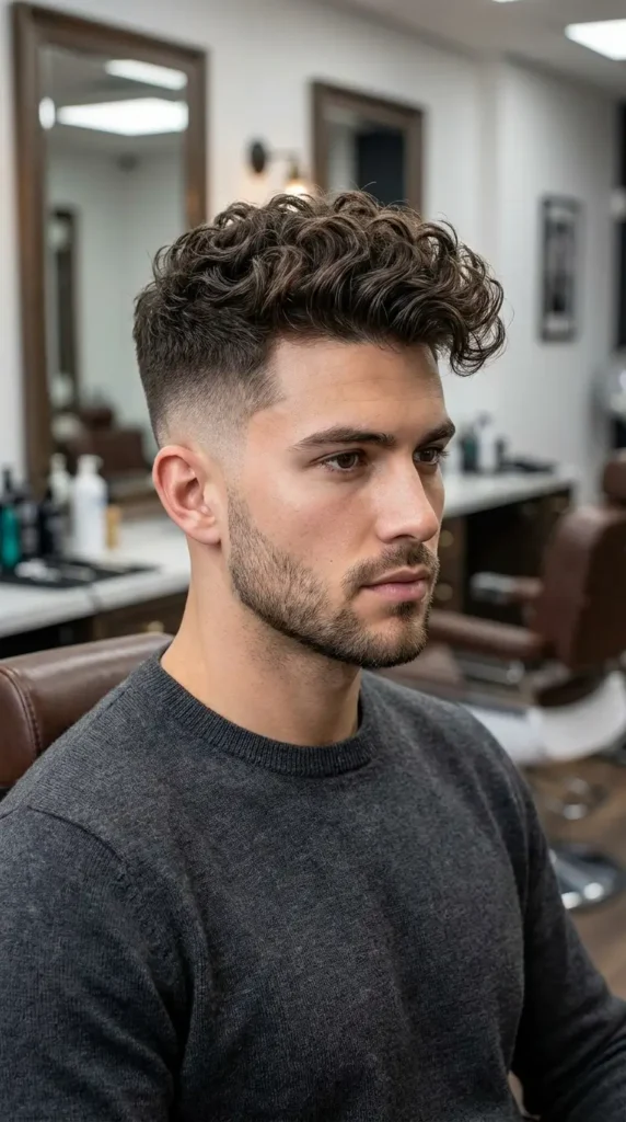 High Fade with Curly Quiff