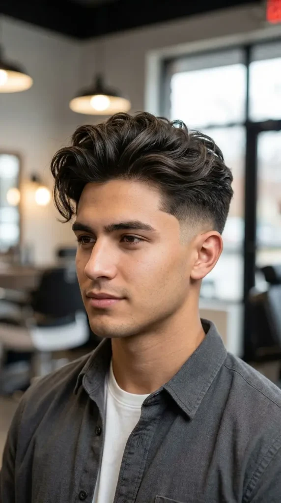 Long Hair Blowout Taper Fade (4–6+ inches on top)