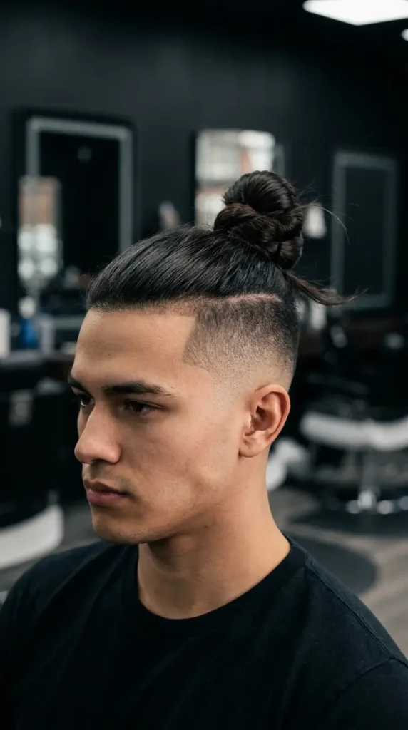 High Fade with Samurai Bun