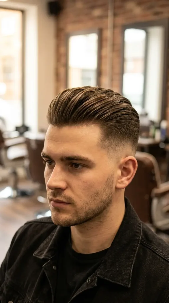 High Fade with Textured Slick Back