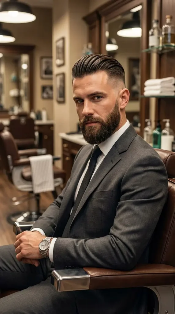 Slick Back with Bald Fade and Beard