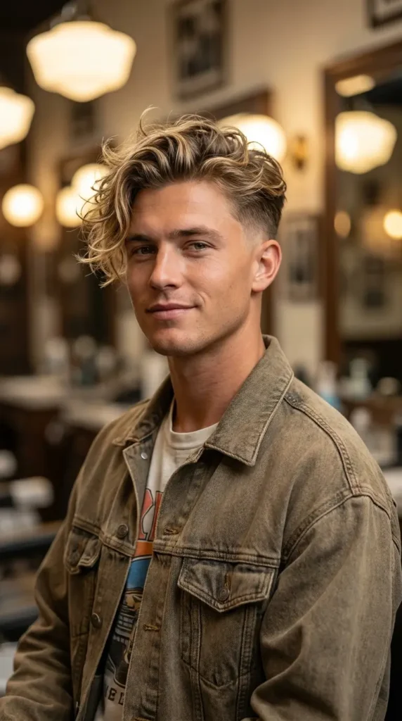 Surfer Haircut with Mid Fade