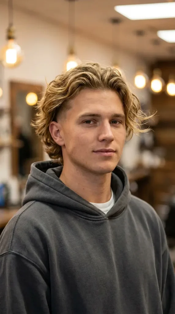 Surfer Haircut with Low Fade