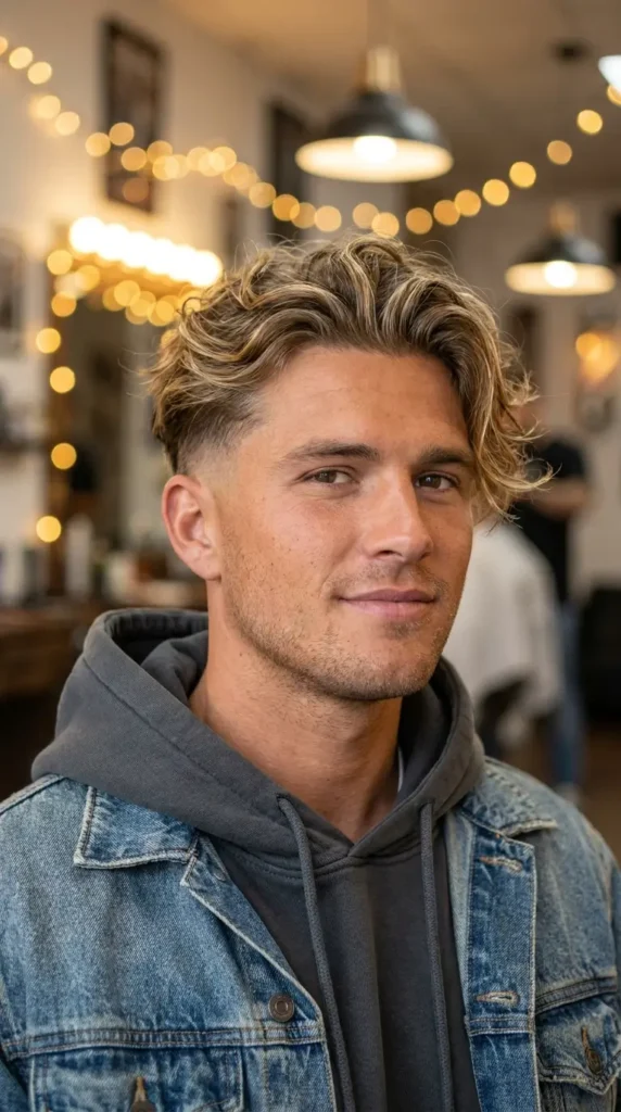 Surfer Haircut with Taper Fade