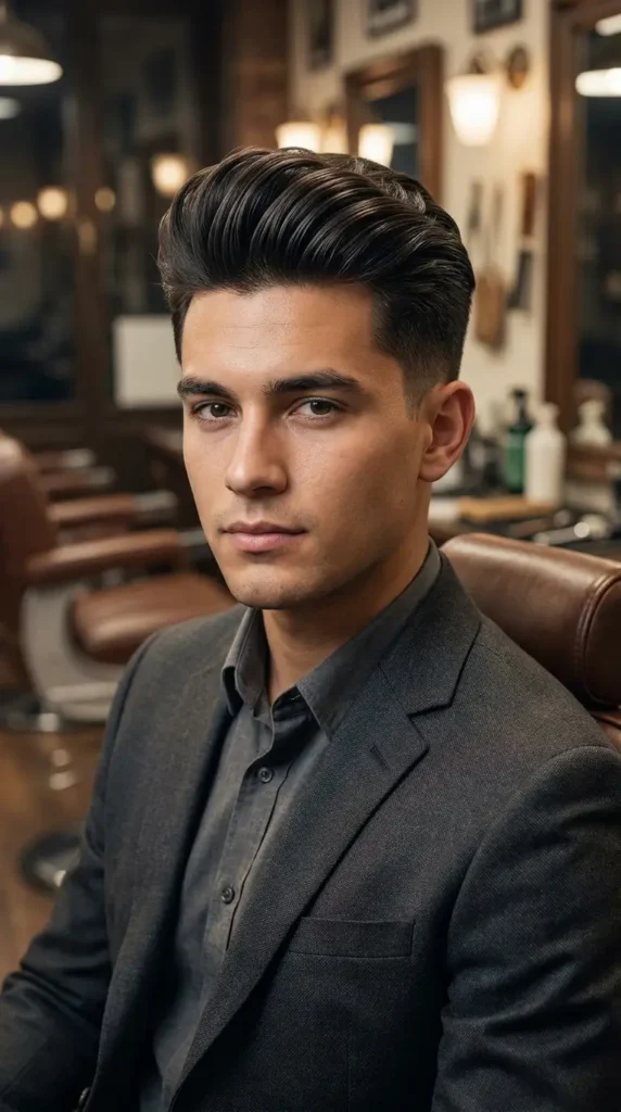 Soft Pompadour with Low Taper